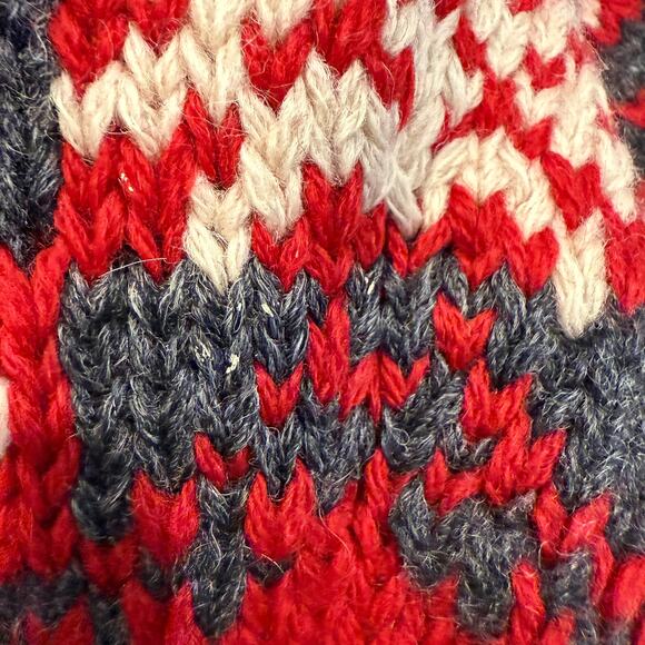 Club Room Knit By Hand Wool Sweater SZ XL Red Gray White Cozy Chunky - Picture 8 of 10